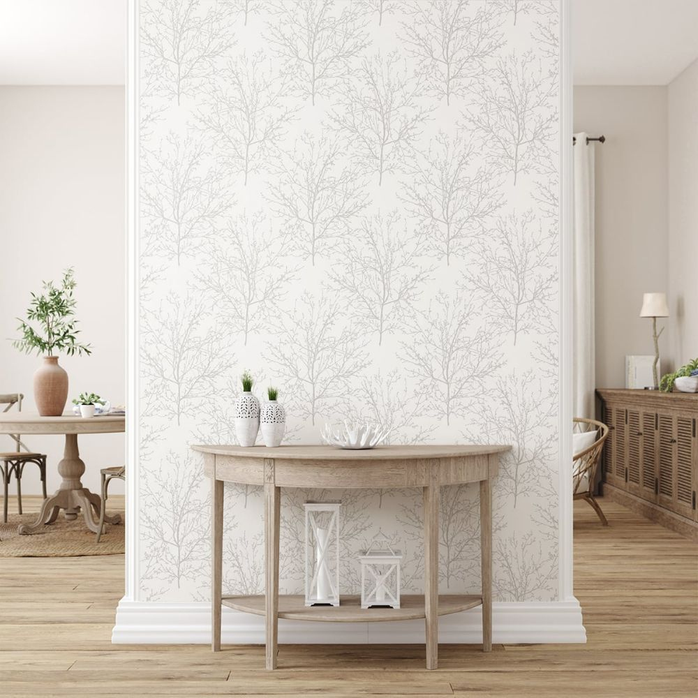 Seabrook Wallpaper ET10305 Winter Branches in Pearl Grey